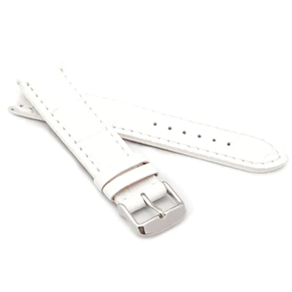 Chrono : Alligator-Embossed Padded Leather Watch Strap WHITE