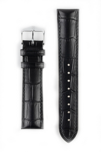 Hirsch DUKE Alligator Embossed Leather Watch Strap - BLACK