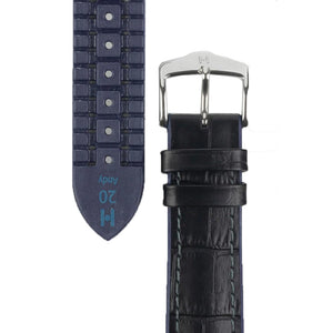 Hirsch ANDY Alligator Embossed Performance Watch Strap in BLACK / BLUE