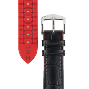 Hirsch ANDY Alligator Embossed Performance Watch Strap in BLACK / RED