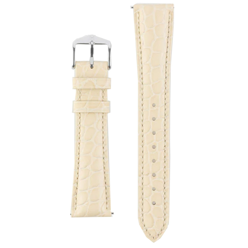 Hirsch ARISTOCRAT Crocodile Embossed Leather Watch Strap BEIGE