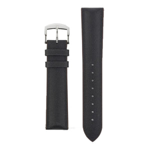 Hirsch ARNE Sailcloth Effect Performance Watch Strap BLACK / BROWN