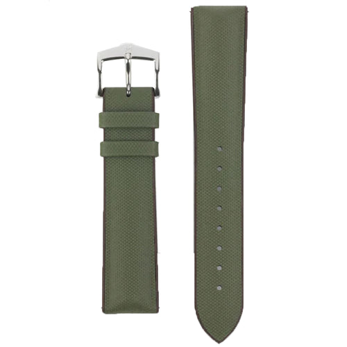 Hirsch ARNE Sailcloth Effect Performance Watch Strap in GREEN/BROWN