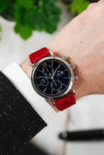 Load image into Gallery viewer, Hirsch GENUINE Crocodile Leather vintage style Watch Strap 20mm Red