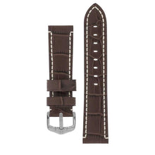 Load image into Gallery viewer, Hirsch KNIGHT Alligator Embossed Leather Watch Strap in BROWN