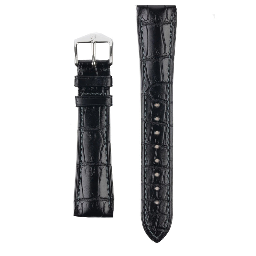 Hirsch LONDON Matt Alligator Leather Watch Strap in BLACK