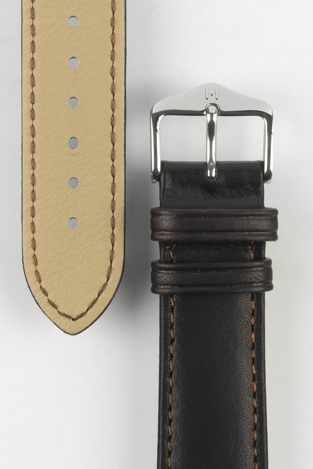 Hirsch MERINO Nappa Leather Brown Watch Strap