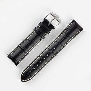 Hirsch Modena Alligator Embossed Leather Black Watch Strap 18 mm