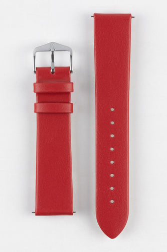 Hirsch Toronto Leather Watch Strap in Red 14 mm quick release