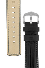 Load image into Gallery viewer, Hirsch PROFESSIONAL Embossed Leather RIDGE Watch Strap BLACK - Pewter &amp; Black