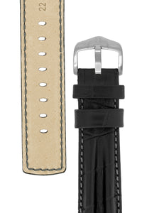 Hirsch PROFESSIONAL Embossed Leather RIDGE Watch Strap BLACK - Pewter & Black