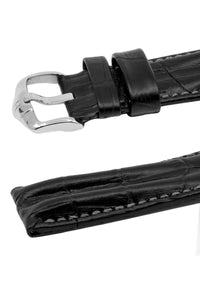 Hirsch PROFESSIONAL Embossed Leather RIDGE Watch Strap BLACK - Pewter & Black