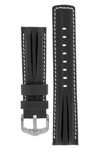 Hirsch PROFESSIONAL Calf Leather Watch Strap Ridged BLACK / WHITE