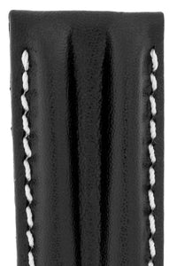 Hirsch PROFESSIONAL Calf Leather Watch Strap Ridged BLACK / WHITE - Pewter & Black