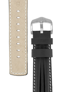 Hirsch PROFESSIONAL Calf Leather Watch Strap Ridged BLACK / WHITE