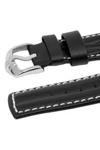 Load image into Gallery viewer, Hirsch PROFESSIONAL Calf Leather Watch Strap Ridged BLACK / WHITE - Pewter &amp; Black