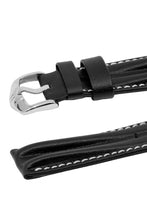 Load image into Gallery viewer, Hirsch PROFESSIONAL Calf Leather Watch Strap Ridged BLACK / WHITE - Pewter &amp; Black