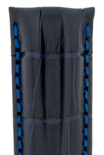 Load image into Gallery viewer, Hirsch PROFESSIONAL Embossed leather Watch Strap with ridge BLUE - Pewter &amp; Black