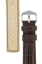 Load image into Gallery viewer, Hirsch PROFESSIONAL Embossed Leather RIDGE Watch Strap BROWN 20 mm 22 mm 24 mm - Pewter &amp; Black