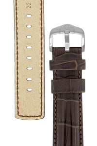 Hirsch PROFESSIONAL Embossed Leather RIDGE Watch Strap BROWN 20 mm 22 mm 24 mm - Pewter & Black