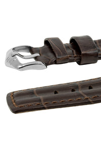 Hirsch PROFESSIONAL Embossed Leather RIDGE Watch Strap BROWN 20 mm 22 mm 24 mm - Pewter & Black