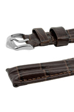 Load image into Gallery viewer, Hirsch PROFESSIONAL Embossed Leather RIDGE Watch Strap BROWN 20 mm 22 mm 24 mm - Pewter &amp; Black