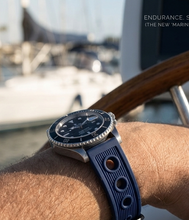 Load image into Gallery viewer, Marine Racing  : Premium Rubber Watch Strap BLUE - Pewter &amp; Black