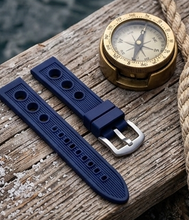 Load image into Gallery viewer, Marine Racing  : Premium Rubber Watch Strap BLUE - Pewter &amp; Black
