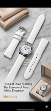 Load image into Gallery viewer, Hirsch DIVA Glossy Ladies White Leather Watch Strap - Pewter &amp; Black