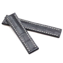 Load image into Gallery viewer, Marino Deployment : Alligator-Embossed Leather Watch Strap BLACK