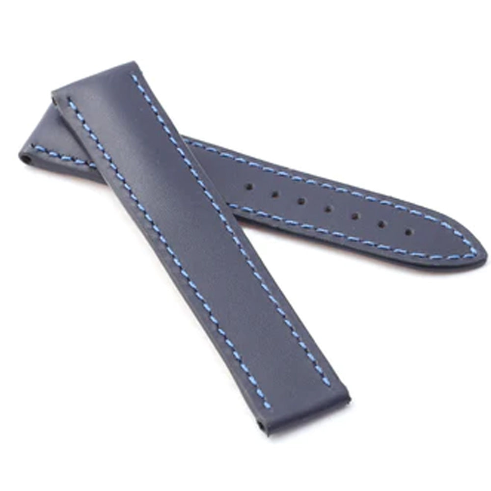 Marino Deployment : Saddle Leather Watch Strap BLUE 20mm 22mm