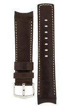 Load image into Gallery viewer, Hirsch MEDICI CURVED ENDED Leather Watch Strap in BROWN / CREAM 18mm - Pewter &amp; Black