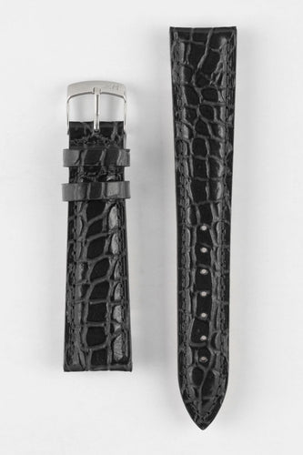 Morellato LIVERPOOL Crocodile embossed leather black watch Strap 20mm