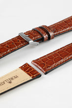Load image into Gallery viewer, Morellato LIVERPOOL Crocodile embossed leather gold brown watch Strap 20mm