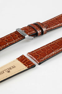 Morellato LIVERPOOL Crocodile embossed leather gold brown watch Strap 20mm