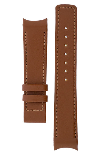 Hirsch HEAVY CALF : Curved Ended Deployment Watch Strap GOLD BROWN 18 mm