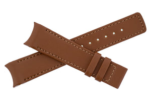 Hirsch HEAVY CALF : Curved Ended Deployment Watch Strap GOLD BROWN 18 mm