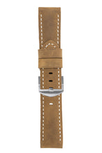 Load image into Gallery viewer, Vertigo : Buffalo Suede Leather 24 mm Watch Strap MID BROWN - Pewter &amp; Black