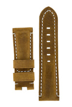 Load image into Gallery viewer, Vertigo : Buffalo Suede Leather 24 mm Watch Strap MID BROWN - Pewter &amp; Black