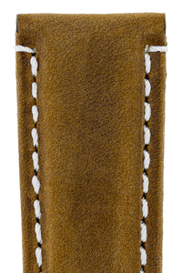 Vertigo : Buffalo Suede Leather 24 mm Watch Strap MID BROWN - Pewter & Black