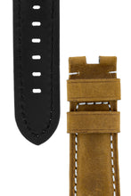 Load image into Gallery viewer, Vertigo : Buffalo Suede Leather 24 mm Watch Strap MID BROWN - Pewter &amp; Black