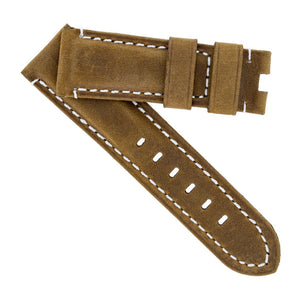 Vertigo Deployment Buffalo Suede Watch Strap HONEY BROWN for Panerai - Pewter & Black