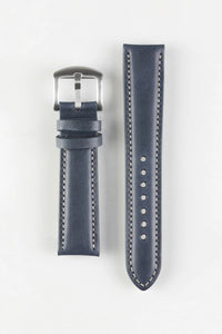 Pebro CADW Padded Vintage Leather Watch Strap in BLUE 20 mm