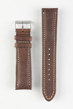 Load image into Gallery viewer, Pebro CADW Padded Vintage Leather Watch Strap in Chestnut Brown 24mm - Pewter &amp; Black