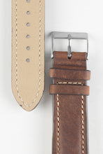 Load image into Gallery viewer, Pebro CADW Padded Vintage Leather Watch Strap in Chestnut Brown 24mm - Pewter &amp; Black