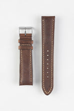 Load image into Gallery viewer, Pebro CADW Padded Vintage Leather Watch Strap in Chestnut Brown 24mm - Pewter &amp; Black