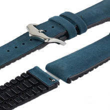 Load image into Gallery viewer, Pebro HYBRID Rubber &amp; Leather Watch Strap in BLUE 20mm 22mm