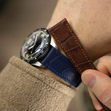 Load image into Gallery viewer, Pebro NILE Crocodile-Embossed Calfskin Leather Watch Strap in BLUE