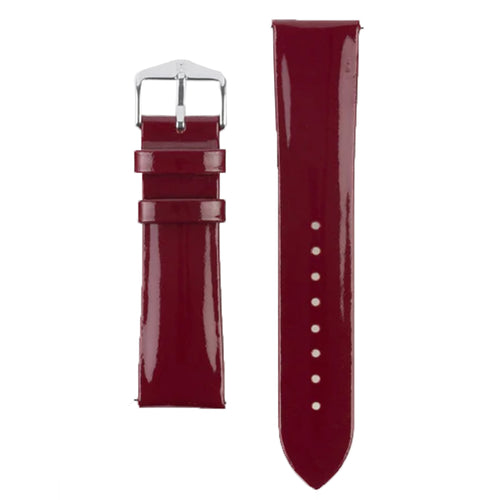 Hirsch DIVA Glossy Ladies Leather Watch Strap in MARSALA burgundy 20 mm