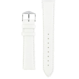 Hirsch KANSAS Buffalo-Embossed Calf Leather Watch Strap in WHITE 18 mm